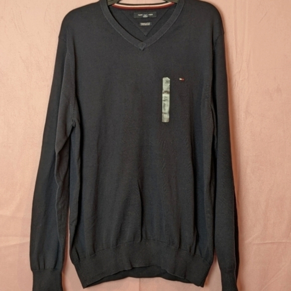 Tommy Hilfiger Dark Navy Blue V Neck Knit Pullover Sweater size XL - Picture 1 of 5